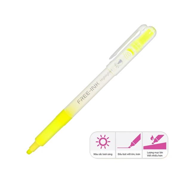 BÚT DẠ QUANG FREE INK HL-020 VÀNG HỘP 10 (5404-TL)