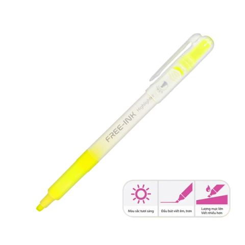 BÚT DẠ QUANG FREE INK HL-020 VÀNG HỘP 10 (5404-TL)