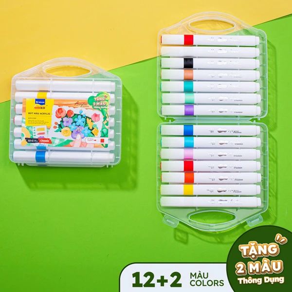 BÚT ACRYLIC ĐẦU BRUSH ACM-C020 12+2 MÀU (5404-TL)