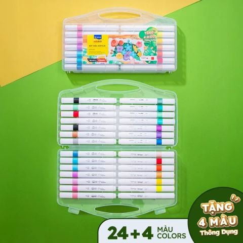 BÚT ACRYLIC ĐẦU BRUSH ACM-C021 24+4 MÀU (5404-TL)