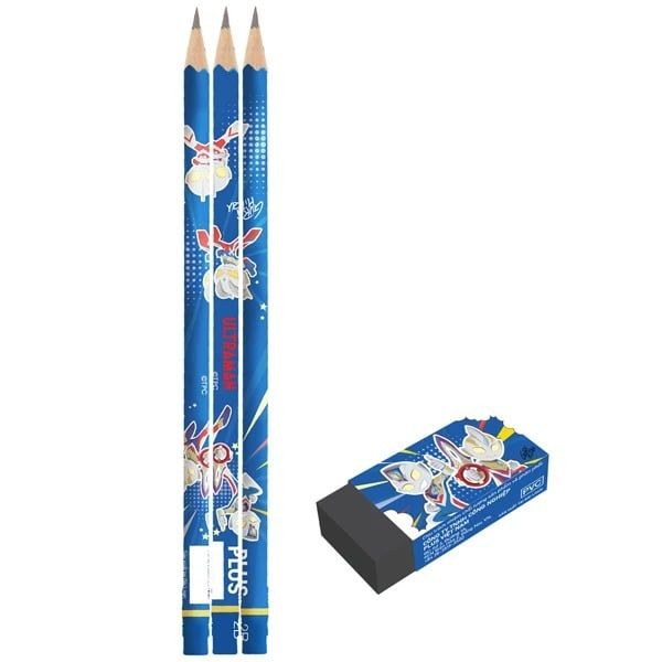 Plus - Bút Chì Ultraman Set 3 + Eraser - 600-V026