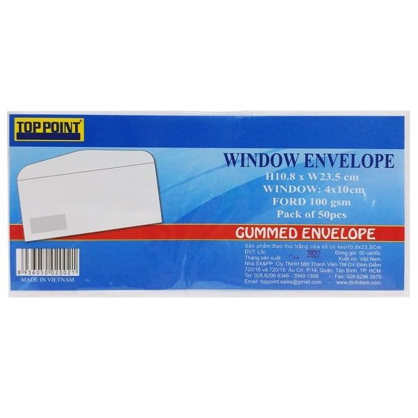 BAO THƯ TRẮNG CỬA SỔ CÓ KEO 10.8X23.5CM (50 CÁI/LỐC) 1155 (0013-ĐĐ)