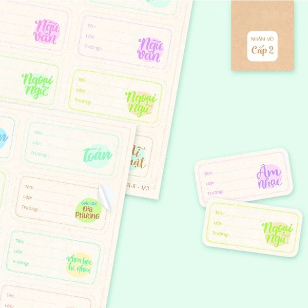 NHÃN VỞ NVA-II CẤP II (KHỔ 3.5X7CM) 24 CÁI/XẤP  (10X/L) (0003-LL)