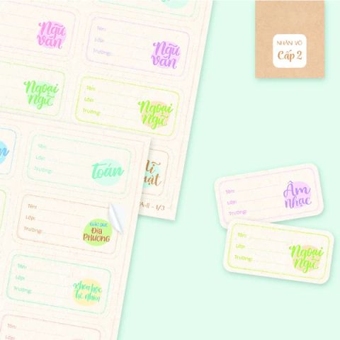 NHÃN VỞ NVA-II CẤP II (KHỔ 3.5X7CM) 24 CÁI/XẤP  (10X/L) (0003-LL)