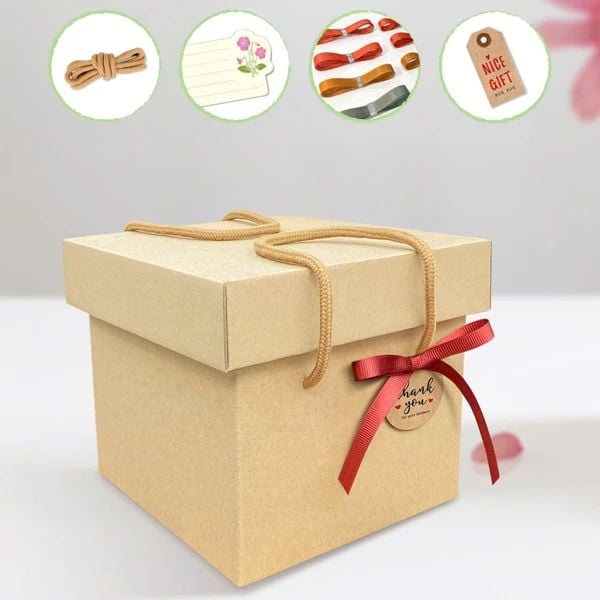 HỘP XẾP QUAI KRAFT VUÔNG TRỤ 25 CAO 25