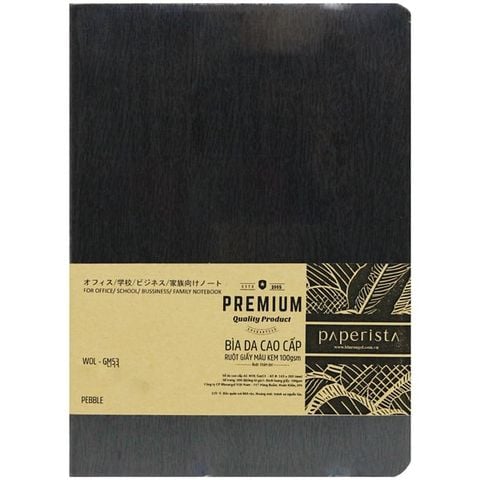 SỔ DA BÌA MỀM VÂN GỖ XÁM WOL-GM53-CHỐNG LÓA,CHẤM DOT,GIẤY KEM (143*203)-160TR-ĐL100