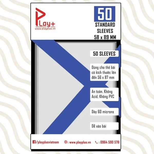 PLAYPLUS SLEEVES BỌC BÀI 60 MICRONS 58*89MM 50 CÁI (BGV)