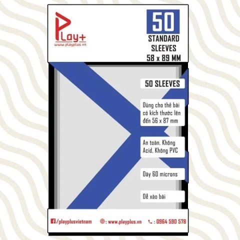 PLAYPLUS SLEEVES BỌC BÀI 60 MICRONS 58*89MM 50 CÁI (BGV)