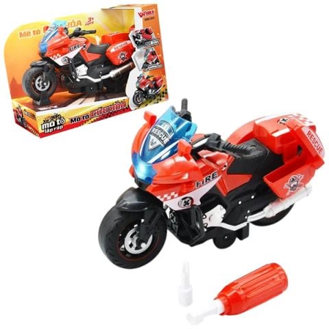 XE MÔ TÔ LẮP RÁP  MÔ TÔ CỨU HỎA DK81352 (DUKA)