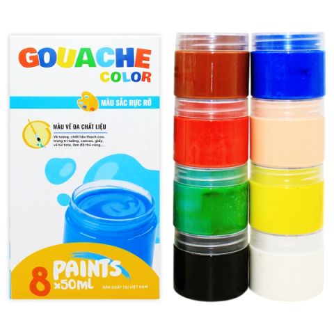 GOUACHE - BỘ MÀU GOUACHE 8 MÀU X 50ML VM-C0850 (VM-0600)
