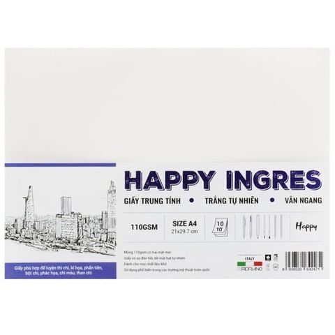 GIẤY VẼ HAPPY INGRES 110GMS A4 10S HA110A4 (VM-0600)