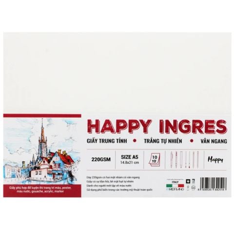 HAPPY - GIẤY VẼ HAPPY INGRES 220GMS A5 10S HA220A5 (THCK0600)