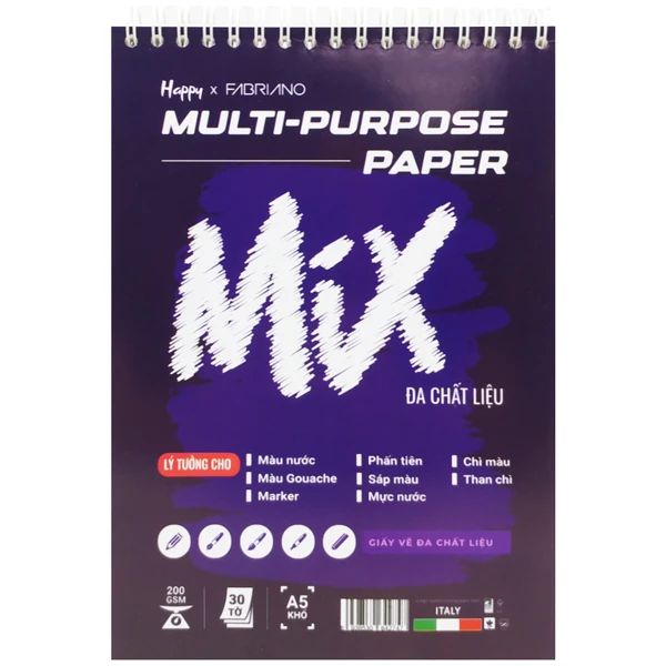 SỔ VẼ HAPPY MULTI-PURPSE (MIX) 200GSM A5 30 TỜ, HA-LX-A5-MIX-200 (VM-0600)