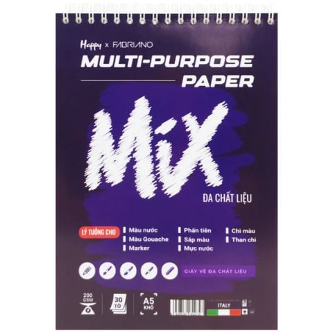 SỔ VẼ HAPPY MULTI-PURPSE (MIX) 200GSM A5 30 TỜ, HA-LX-A5-MIX-200 (VM-0600)