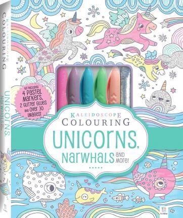 Kaleidoscope Pastel Colouring Kit: Unicorns, Narwhals, More