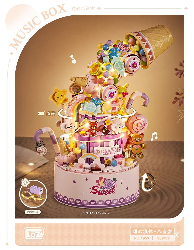 Đồ Chơi Lắp Ráp Hộp Quà Kẹo Có Nhạc 909Pcs 1953 (Thnk088)