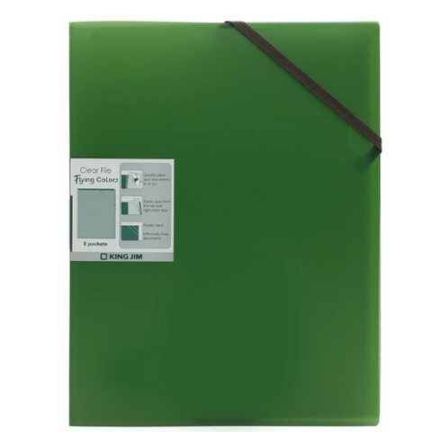 Bìa 8 Lá A4S Có Dây Cột Tefrenu - King Jim 1737GSV - Màu Xanh Lá (HV)