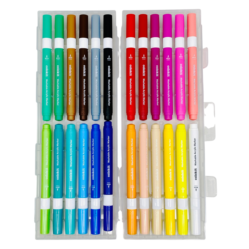 Hộp 24 Bút Màu Colokit Acrylic Rửa Được 2 Đầu ACM-C026