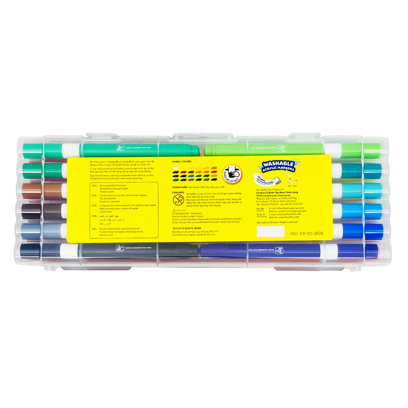 Hộp 24 Bút Màu Colokit Acrylic Rửa Được 2 Đầu ACM-C026