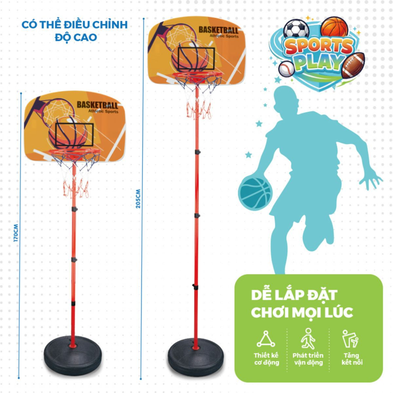 Champion Games Đồ Chơi Trụ Bóng Rổ Cao 205cm CPG001SP