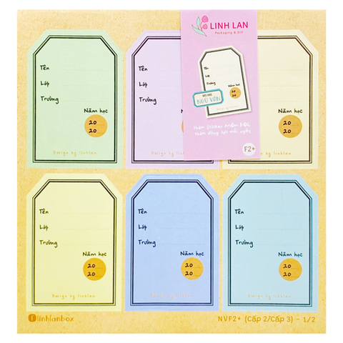 Linh Lan - Xấp 24 Nhãn Vở Cấp II, III 4.7x7cm Kèm Sticker NVF2+-01626