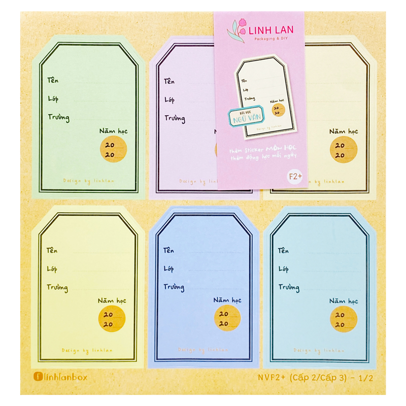 Linh Lan - Xấp 24 Nhãn Vở Cấp II, III 4.7x7cm Kèm Sticker NVF2+-01626
