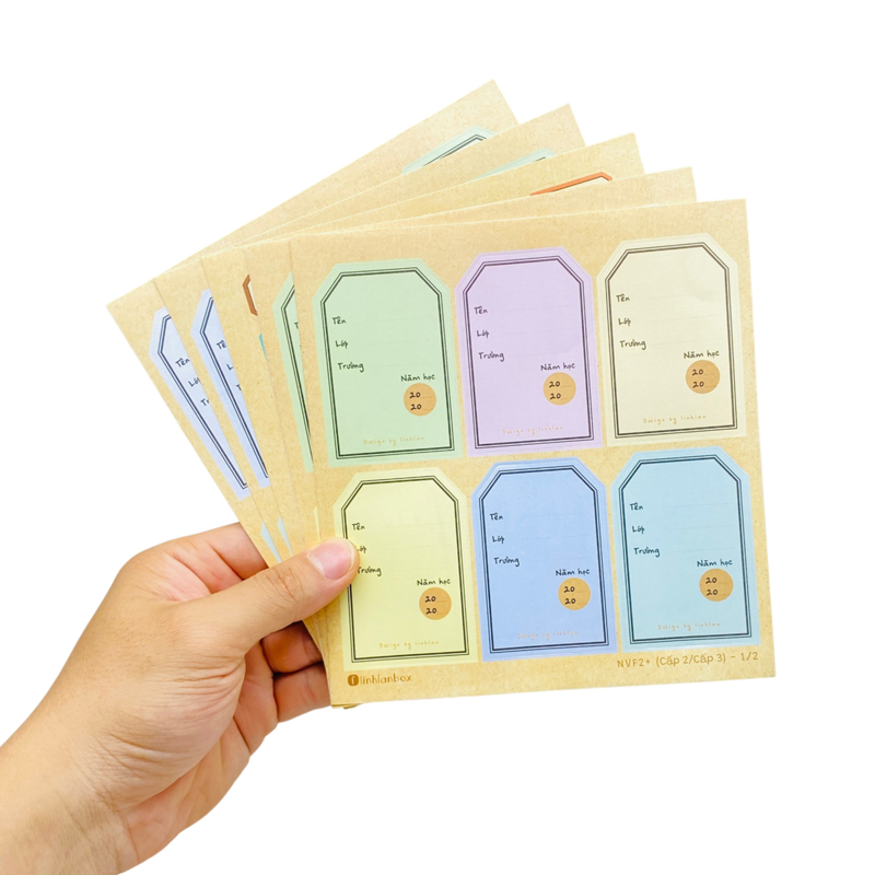 Linh Lan - Xấp 24 Nhãn Vở Cấp II, III 4.7x7cm Kèm Sticker NVF2+-01626