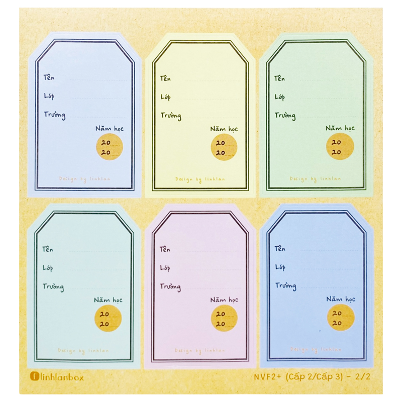 Linh Lan - Xấp 24 Nhãn Vở Cấp II, III 4.7x7cm Kèm Sticker NVF2+-01626