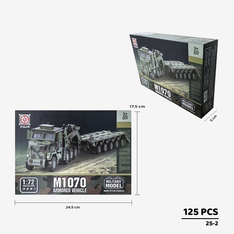 Xuja-25-2- Bộ Lắp Ráp Mô Hình Xe Bọc Thép Vận Tải M1070 Màu Xanh Tỷ Lệ 1:72