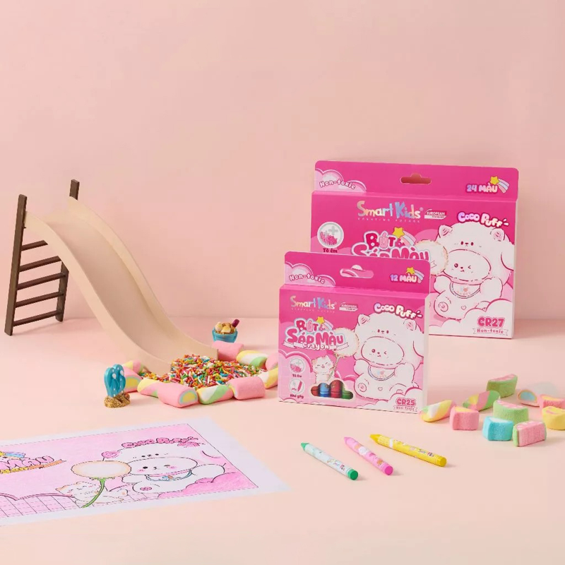 Smartkids - Hộp 18 Sáp Màu Coco Puff CR26