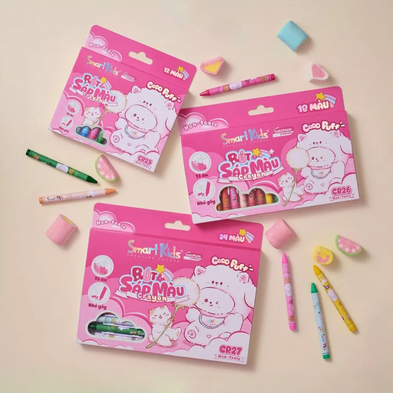 Smartkids - Hộp 24 Sáp Màu Coco Puff CR27