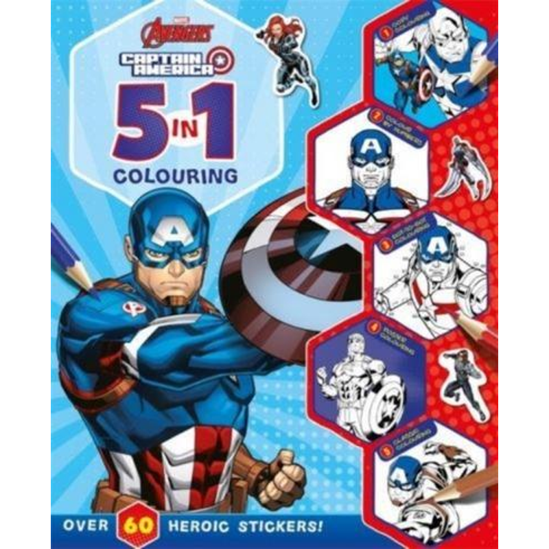 Marvel Avengers Captain America: 5 in 1 Colouring