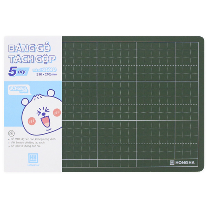 Hồng Hà - Bảng Gỗ Tách Gộp 3590 (5 Ô Ly) 31x21cm