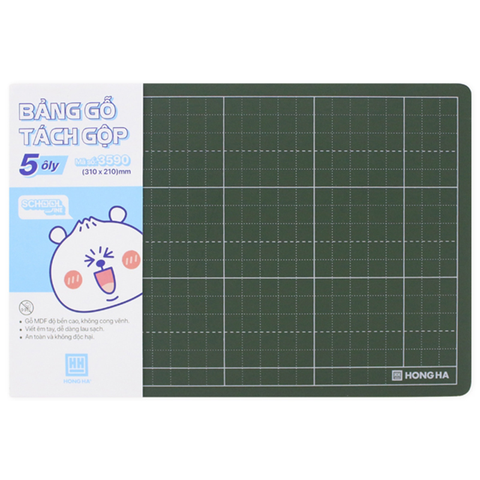 Hồng Hà - Bảng Gỗ Tách Gộp 3590 (5 Ô Ly) 31x21cm