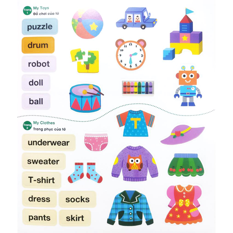 Bé Vui Học Tiếng Anh Cùng Sticker - First Words - Những Từ Vựng Đầu Tiên