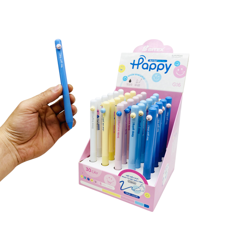 Bitex - Bút Gel Happy Mực Xanh 0.5mm G16 (Giao mẫu ngẫu nhiên)