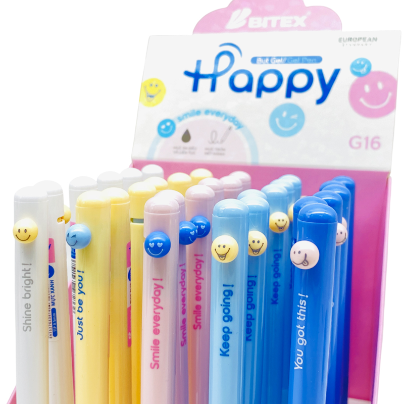 Bitex - Bút Gel Happy Mực Xanh 0.5mm G16 (Giao mẫu ngẫu nhiên)