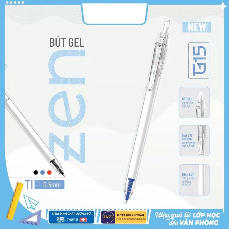 Bitex - Bút Gel Zen 0.5mm G15 Mực Xanh