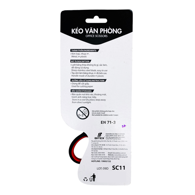 Bitex - Kéo Văn Phòng 215mm SC11 - Màu Đen