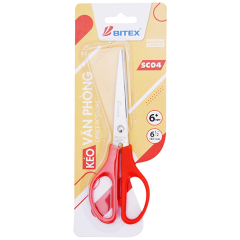Bitex - Kéo Văn Phòng Đỏ 6 1/2'' 167mm SC04 (Giao mẫu ngẫu nhiên)