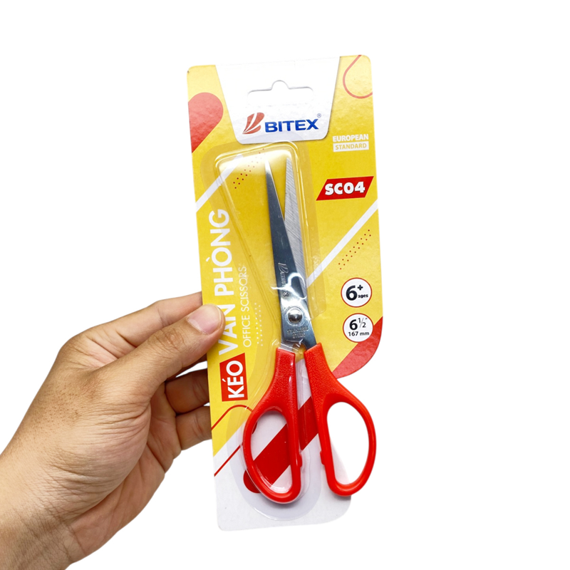 Bitex - Kéo Văn Phòng Đỏ 6 1/2'' 167mm SC04 (Giao mẫu ngẫu nhiên)