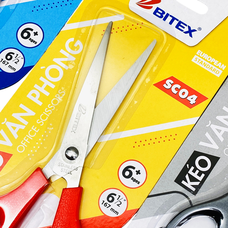Bitex - Kéo Văn Phòng Đỏ 6 1/2'' 167mm SC04 (Giao mẫu ngẫu nhiên)