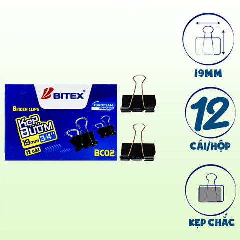 Bitex - Kẹp Bướm 19mm BC02 (12 cái/hộp)