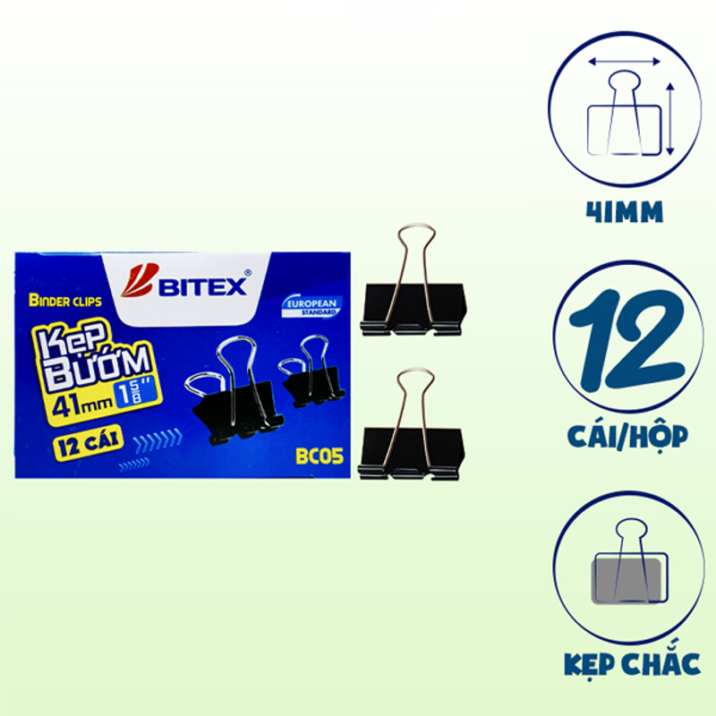Bitex - Kẹp Bướm 41mm BC05 (Hộp 12 cái)