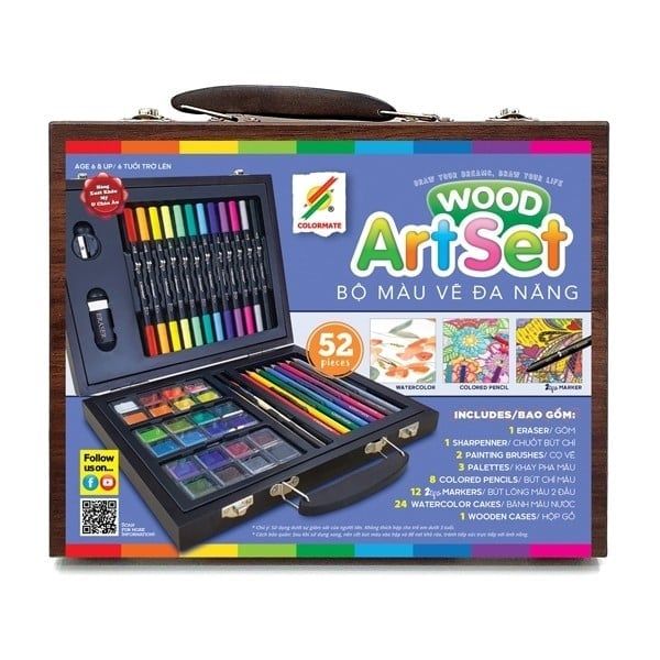 Bộ Màu Vẽ Hộp Gỗ MS 52W