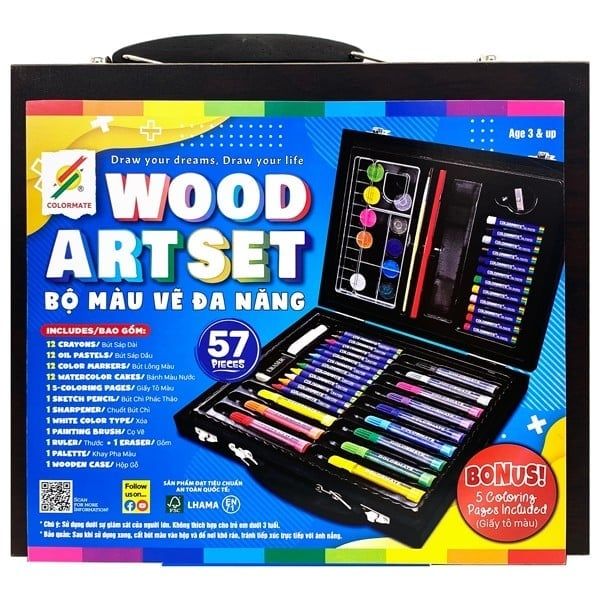 Bộ Màu Vẽ Hộp Gỗ MS 57W