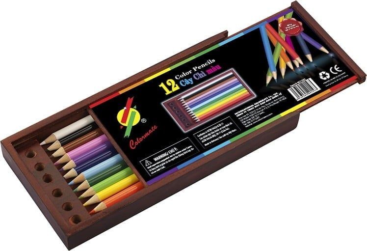 Hộp 12 Cây Bút Chì Màu Thường (Hộp Gỗ)