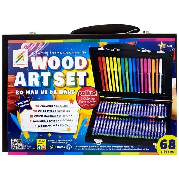 Bộ Màu Vẽ Hộp Gỗ MS 68W