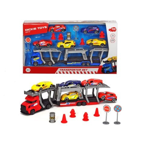 Bộ Đồ Chơi Xe Kéo Kèm 5 Ô Tô DICKIE TOYS City Transporter Set 203745012 -SB 200