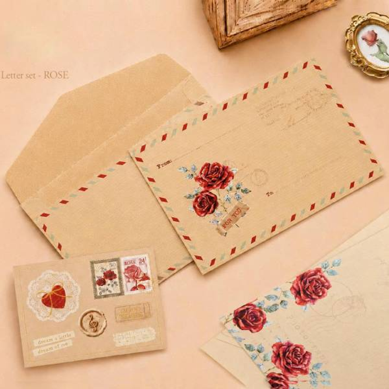 Bộ Giấy Viết Thư - Hoa Hồng 12x18cm